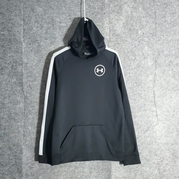 Under Armour Other - Under Armour Hoodie Youth XL Black White Stripe Loose YXL Long Sleeve Pullover
